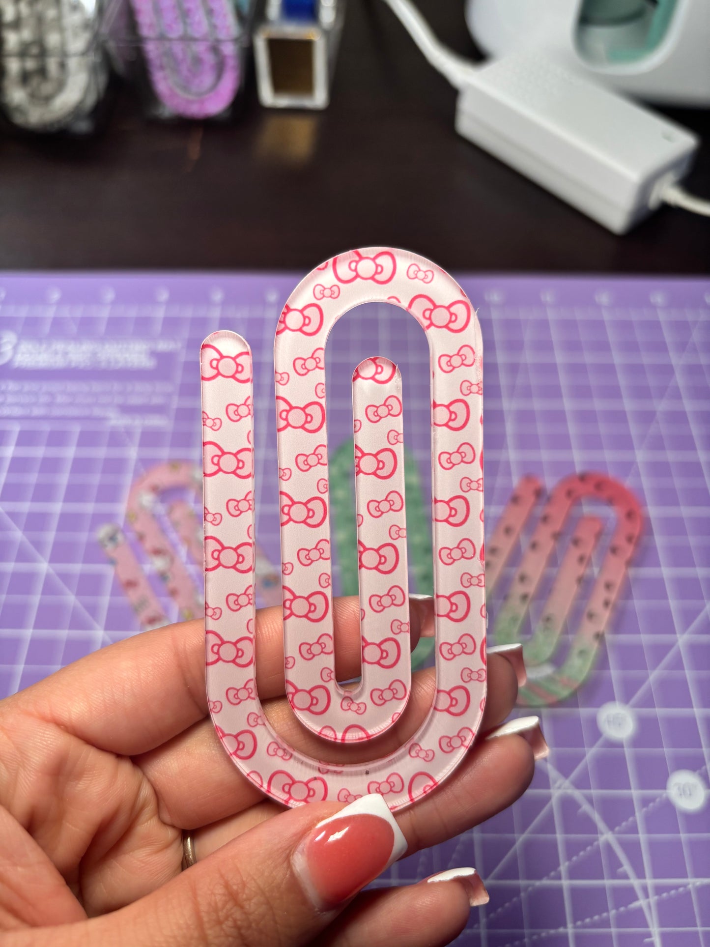 Pink Bows Paper Clip Transfer