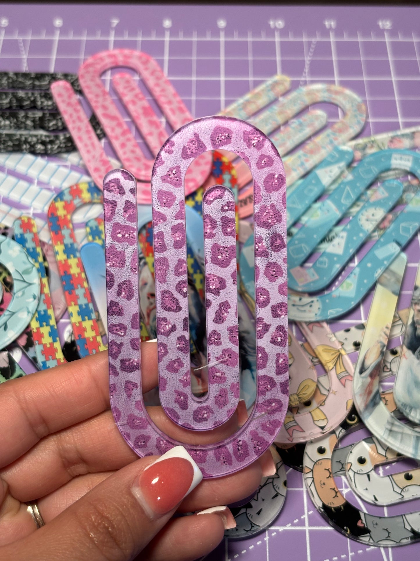 Purple Leopard Paper Clip