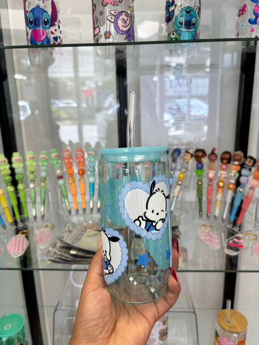 Blue Dog Glass Can Cup